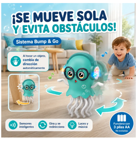 Medusa Bailarina Con Luz Y Musica Jellyfish Bump & Go