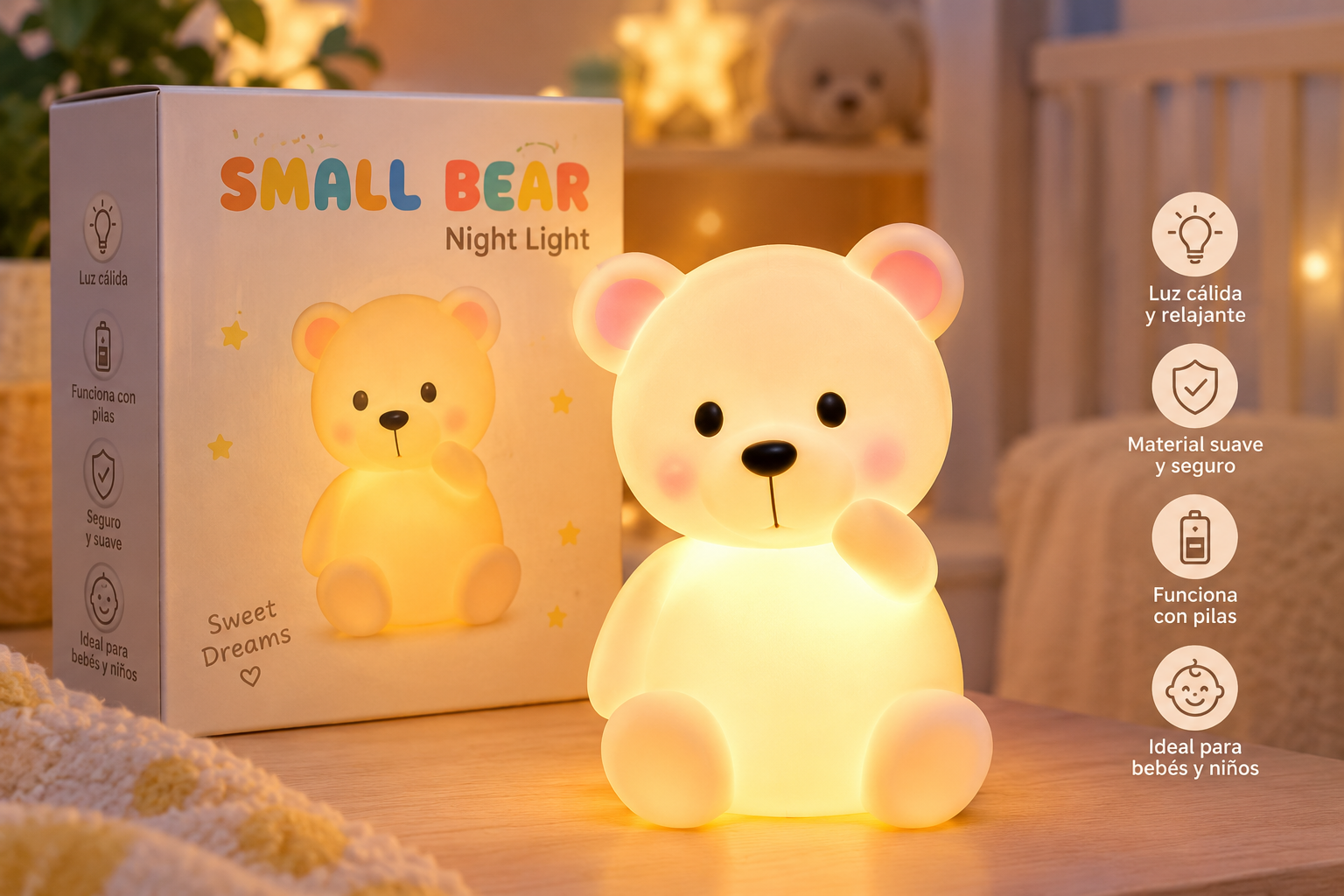 Luz de Noche habitación Bebe, Luz cálida